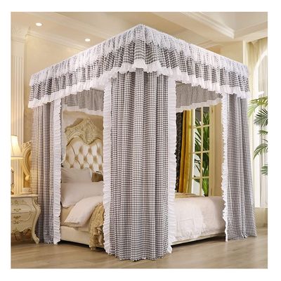 ZYYWX Bed Canopy European-Style Lattice Bed Canopy, Small Bed, Large Bed, Blackout and Dustproof Bed Curtain, with Stand (Color : A2, Size : 180x220x200cm)