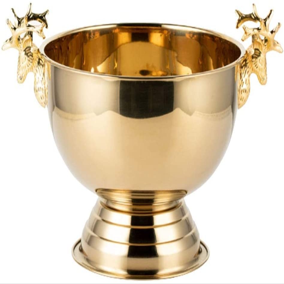 304 Stainless Steel Ice Bucket 3.5LCreative Deer Head Ear Wall Champagne Keg Food Grade Red Wine Beer Ice BucketsBar Supplies