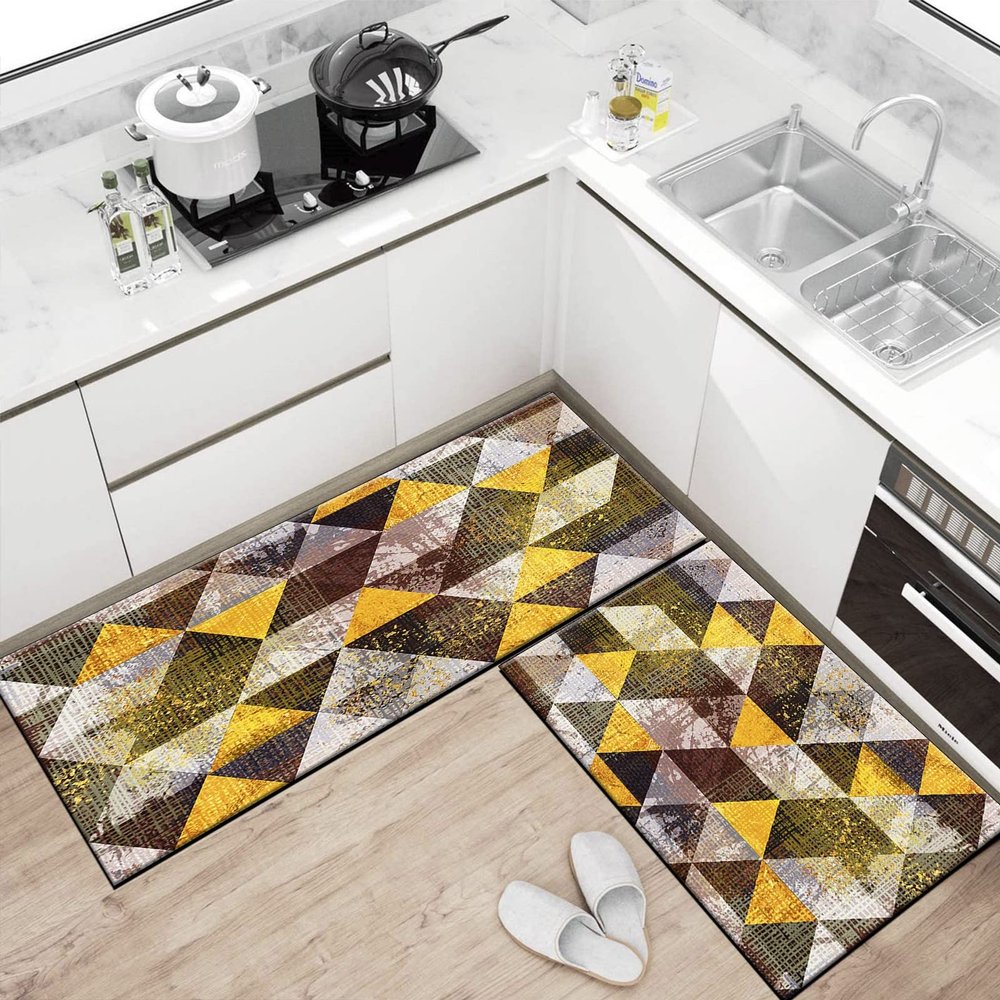 FFcarpet Runner Rug Non Slip 3'4"x5' Modern Diamond Lattice Washable Runner Rugs with Rubber Backing for Floor