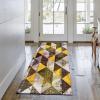 FFcarpet Runner Rug Non Slip 3'4"x5' Modern Diamond Lattice Washable Runner Rugs with Rubber Backing for Floor view 4