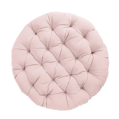 Sorra Home Tufted Papasan Cushion - Bucket & Moon Chair Comfy Round Cushion - Floor Pillow with Plush Foam for Indoor Furniture (Frame Not Included) - Blush Pink (48" x 48" x 4")