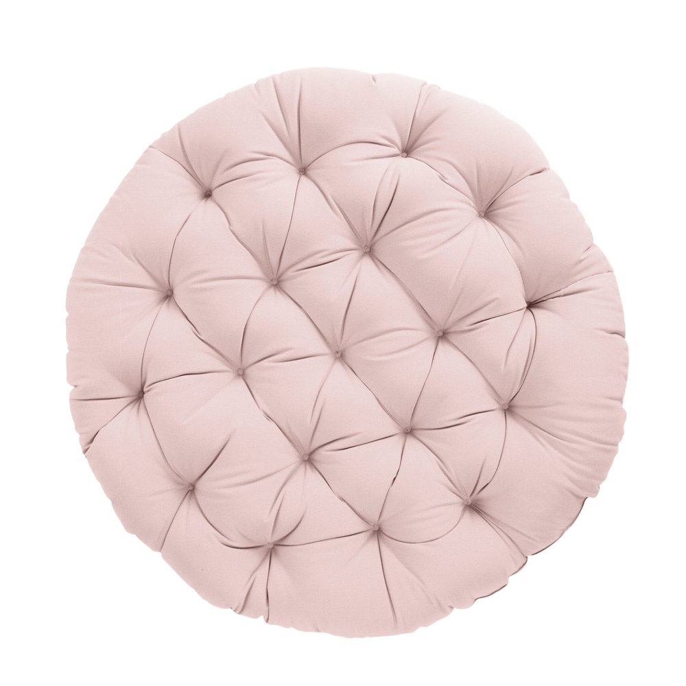 Sorra Home Tufted Papasan Cushion - Bucket & Moon Chair Comfy Round Cushion - Floor Pillow with Plush Foam for Indoor Furniture (Frame Not Included) - Blush Pink (48" x 48" x 4")