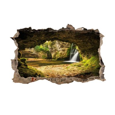 Landscape 3D Wall Decal River Waterfall Wall Tattoo Decal Boys Bedroom Decor Wall Stickers Mural Smashed Wall Art Removable Poster Vinyl decals for Baby Nursery Girl Kids Room Wall Decors 43 x 28 inch
