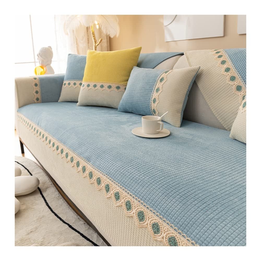 Etlegor Chenille Sofa Cover, 1/2/3/4 Seater Sofa slipcover Two-Color Design Non-Slip Couch Cover Furniture Protector armrest Covers Settee Cover Sofa Throw Cover Pet Kids,Children,Dogs