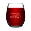 17 oz Stemless Wine Glasses, He Who Sows Wickedness Reaps Trouble Clear Drinking Glass, Funny Novelty Gift Idea for Party Kitchen Made in USA view 1