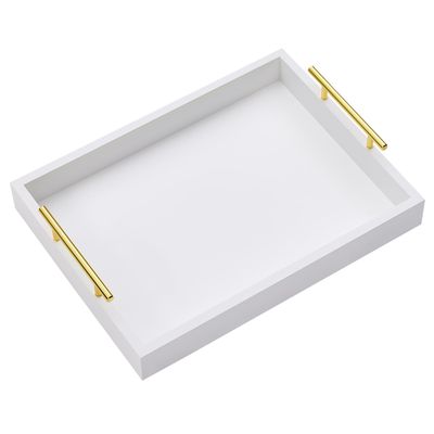 16"x12" Serving Trays with Handles, White Decorative Serving Tray, Ottoman Trays, Living Room, Bathroom, and Outdoors Decorative Trays (White)