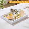 16"x12" Serving Trays with Handles, White Decorative Serving Tray, Ottoman Trays, Living Room, Bathroom, and Outdoors Decorative Trays (White) view 3