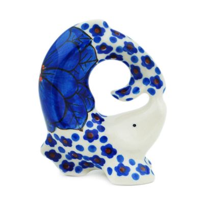 Polmedia Polish Pottery Salt Shaker UNIKAT - Cobalt Poppies Pattern Handmade in Boleslawiec Poland by Ceramika Artystyczna + Certificate of Authenticity