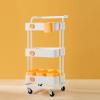 SRHWBF 3-Tier Rolling Cart Slide Out Storage Cart with Wheels Mobile Utility Cart with Hook and Storage Box Easy Assemble Shelving Unit for Kitchen Bathroom Bedroom (Yellow B) view 1