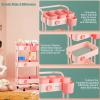 SRHWBF 3-Tier Rolling Cart Slide Out Storage Cart with Wheels Mobile Utility Cart with Hook and Storage Box Easy Assemble Shelving Unit for Kitchen Bathroom Bedroom (Yellow B) view 4