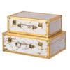 Vintiquewise Set of 2 Luxury Marble White and Gold Hand Luggage Suitcase for Decor view 1