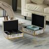 Vintiquewise Set of 2 Luxury Marble White and Gold Hand Luggage Suitcase for Decor view 3
