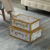 Vintiquewise Set of 2 Luxury Marble White and Gold Hand Luggage Suitcase for Decor view 4