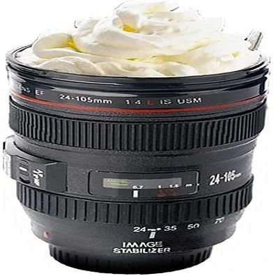 400ML fashion cup creative coffee cup drinking tea cup unique camera lens water cup (Color : Black, Size : 2nd)