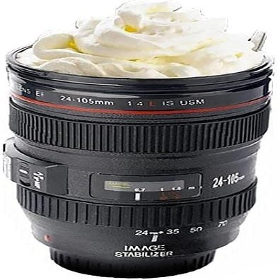 400ML fashion cup creative coffee cup drinking tea cup unique camera lens water cup (Color : Black, Size : 2nd)