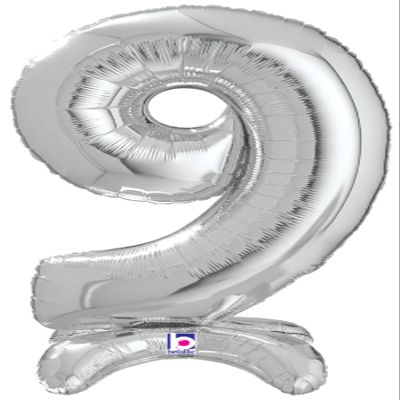 Betallic Standup Number 25" Silver Foil Shape Balloon | One Pack (Number 9)