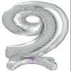 Betallic Standup Number 25" Silver Foil Shape Balloon | One Pack (Number 9) view 1