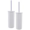 Superio Decorative Plastic Toilet Bowl Brush and Holder Set, Cleaner Scrubber for Bathroom (2, Smoke White) view 1