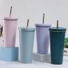 750ML Large Capacity Straw Coffee Cup Simple Insulation Cup Water Cup Macaron Coffee Cup (Color : Pink, Size : 750ML) view 2