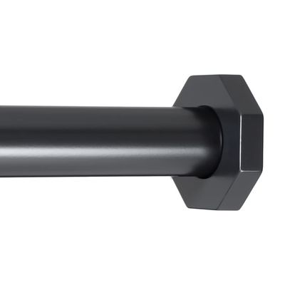 Ivilon Tension Curtain Rod - Hexagonal Spring Tension Rod for Windows or Shower, 16 to 24 Inch, Black