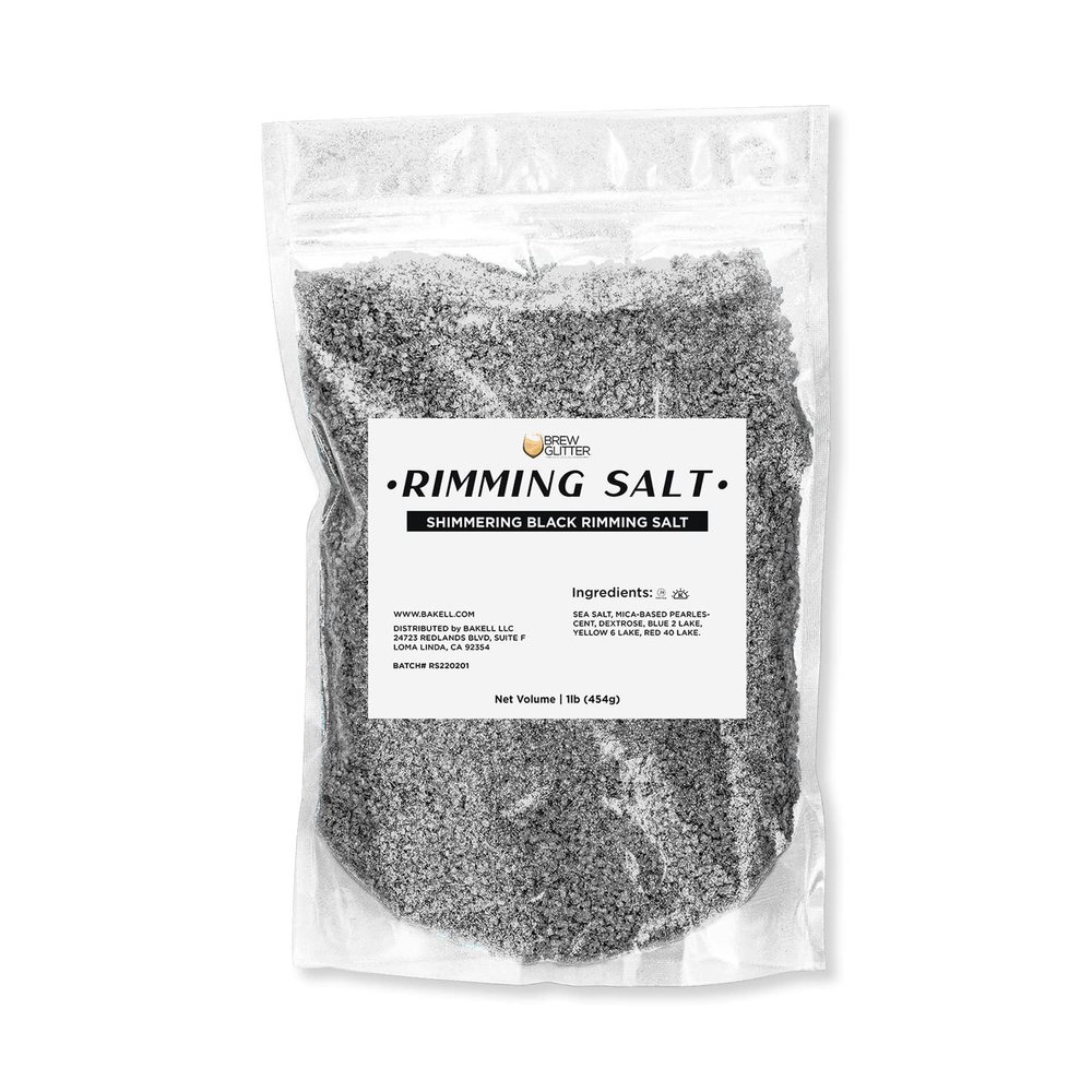 Brew Glitter - Shimmering Black Rimming Salt (1LB, 1x Resealable Bag) Edible Glitter Blended Cocktail Garnish for Mixed Drinks and Beverages