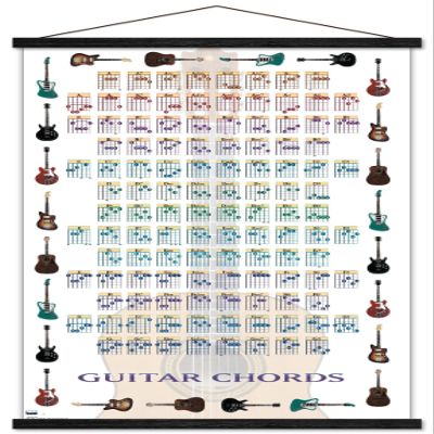 Trends International Guitar Chords II - Learn to Play Guitar Wall Poster, 22.375" x 34", Print and Black Hanger Bundle