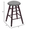 HBS XL Oak Round Cushion 24" Swivel Counter Stool with Turned Legs, Dark Cherry Finish, and Graph Alpine Seat view 2