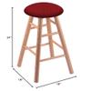 HBS XL Oak Round Cushion 24" Swivel Counter Stool with Smooth Legs, Natural Finish, and Graph Ruby Seat view 2