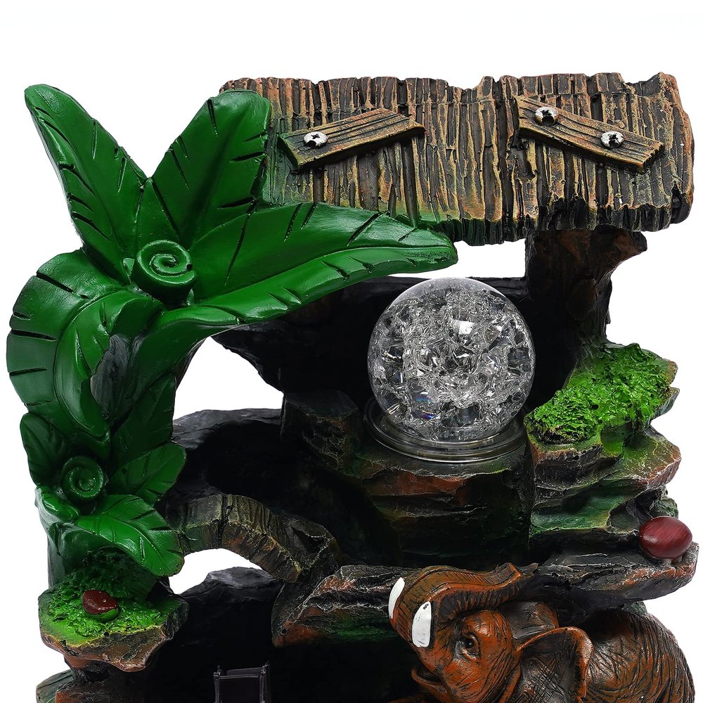 DNYSYSJ Rockery Water Fountain,Rockery Fountain Waterfall Feng Shui Tabletop Resin Decor with LED Crystal Ball