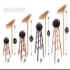 HBS XL Oak Round Cushion 24" Swivel Counter Stool with Turned Legs, Dark Cherry Finish, and Graph Poppy Seat view 4
