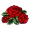 ABREEZE Red Rose Rug Floor Rug Floral Mats Non-Slip Modern Carpet Washable Bath Rug (3 Roses Leafy, Red) view 1