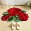 ABREEZE Red Rose Rug Floor Rug Floral Mats Non-Slip Modern Carpet Washable Bath Rug (3 Roses Leafy, Red) view 2