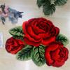 ABREEZE Red Rose Rug Floor Rug Floral Mats Non-Slip Modern Carpet Washable Bath Rug (3 Roses Leafy, Red) view 4