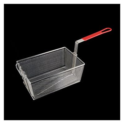 Deep Fry Basket Reinforced Stainless Steel Frying Basket Commercial Electric Fryer French Fries Basket for Frying Chicken, French Fries, Vegetables Kitchen Cooking Tools