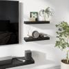 BAMEOS Floating Shelves, Black Wall Mounted Wooden Shelves with Invisible Brackets Set of 2, Hanging Wall Shelves Decoration for Bedroom, Bathroom, Living Room and Kitchen view 2