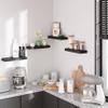 BAMEOS Floating Shelves, Black Wall Mounted Wooden Shelves with Invisible Brackets Set of 2, Hanging Wall Shelves Decoration for Bedroom, Bathroom, Living Room and Kitchen view 3