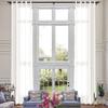 Fcosie Extra Long 132 Inches Linen Curtains for High Ceiling Living Room Bedroom, 11 FT Nickel Grommets Custom Made Drapes, Beige White Privacy Drapery for Loft Sliding Door, 1 Panel, 50" Wx132 L view 1
