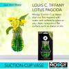 MODGY Expandable Flower Vase Plastic Decorative Modern Vases for Flowers Kitchen Window Decor Living Room Bathroom Office, W/Suction Cup, Louis C. Tiffany Green Lotus Pagoda, 7.5x4 view 2