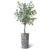 Artificial Tree in Contemporary Pattern Planter, Fake Eucalyptus Silk Tree for Indoor and Outdoor Home Decoration - 66" Overall Tall (Plant Pot Plus Tree) view 2