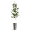 Artificial Tree in Contemporary Geometric Pattern Planter, Fake Olive Silk Tree for Indoor and Outdoor Home Decoration - 68" Overall Tall (Plant Pot Plus Tree) view 2