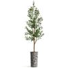 Artificial Tree in Contemporary Pattern Planter, Fake Olive Silk Tree for Indoor and Outdoor Home Decoration - 68" Overall Tall (Plant Pot Plus Tree) view 2