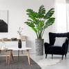 Artificial Tree in Contemporary Geometric Pattern Planter, Fake Monstera Silk Tree for Indoor and Outdoor Home Decoration - 65" Overall Tall (Plant Pot Plus Tree) view 1