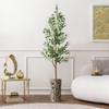 Artificial Tree in Contemporary Geometric Planter, Fake Olive Silk Tree for Indoor and Outdoor Home Decoration - 68" Overall Tall (Plant Pot Plus Tree) view 1