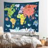 CORFOTO World Map Tapestry Wall Hanging Cartoon Continents Animal Map Tapestries Animal Landmark Backdrop for Kids Children Room Bedroom Classroom Wall Decor Animals Party Decorations 70Wx47H inches view 3