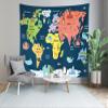 CORFOTO World Map Tapestry Wall Hanging Cartoon Continents Animal Map Tapestries Animal Landmark Backdrop for Kids Children Room Bedroom Classroom Wall Decor Animals Party Decorations 70Wx47H inches view 4