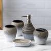 JINYISI Bathroom Accessories Set,5 Piece Bathroom Sets Accessories,Ceramic Bathroom Vanity Countertop Accessory Set,Bathroom Decorate, Grey view 1