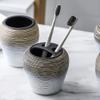 JINYISI Bathroom Accessories Set,5 Piece Bathroom Sets Accessories,Ceramic Bathroom Vanity Countertop Accessory Set,Bathroom Decorate, Grey view 2