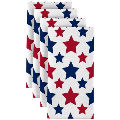 Fabric Textile Products, Inc. American Stars Red & Blue Signature Napkins (Set of 12) - Polyester Reusable Cloth Napkins 4th July & Patriotic Parties - Soft & Durable Napkins Mitered Corners (1818)