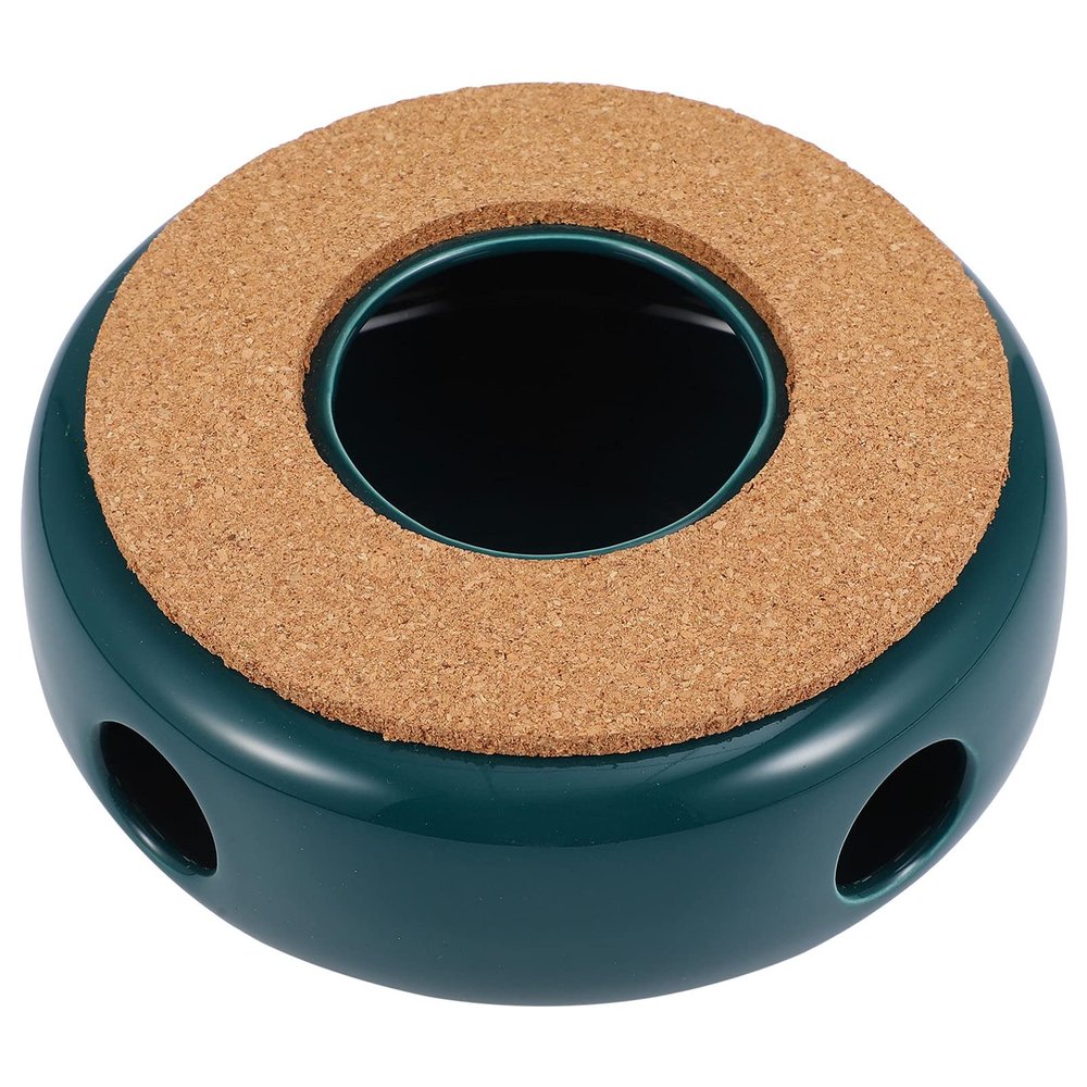 1pc Ceramic Teapot Warmer Hollow Design Multi-Functional Heating Tool for Tea Coffee and Food Elegant Desktop Decoration Green
