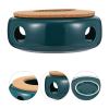 1pc Ceramic Teapot Warmer Hollow Design Multi-Functional Heating Tool for Tea Coffee and Food Elegant Desktop Decoration Green view 2